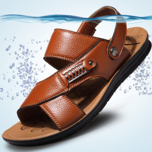 Men's sandals leather beach shoes