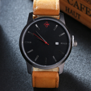 Large Dial Calendar Quartz Men's Watch Casual Leather Creative Watch