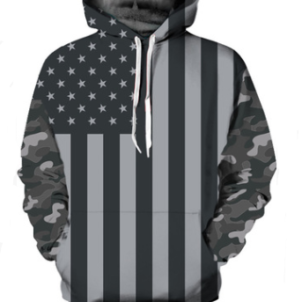 Black and white American flag positioning digital printing European and American large size couple hooded sweater men