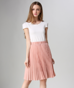 Women Chiffon Pleated Vintage High Waist Skirt