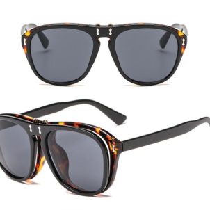 2020 New Steampunk Sunglasses Men Double Lens Flip Sunglasses Women Brand Designer Fashion Retro Plain Eyeglasses UV400