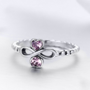 Sterling Silver Infinity with Heart Luminous Pink ring