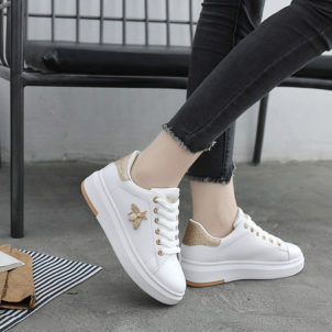 Women's lace up white shoes