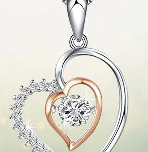 Silver Necklace smart love diamond pendant