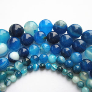 Striped blue agate loose beads