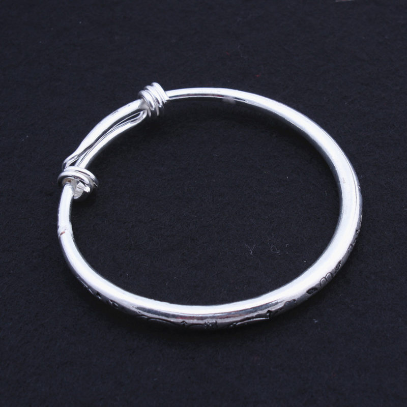 Tibetan Silver Seedling Silver Solid Carved Bracelet