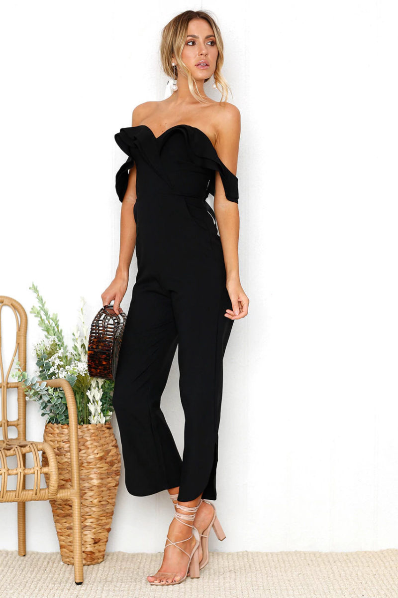 Sexy wrapped chest halter lace jumpsuit