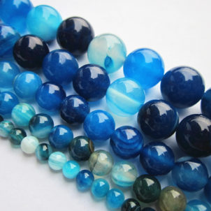Striped blue agate loose beads