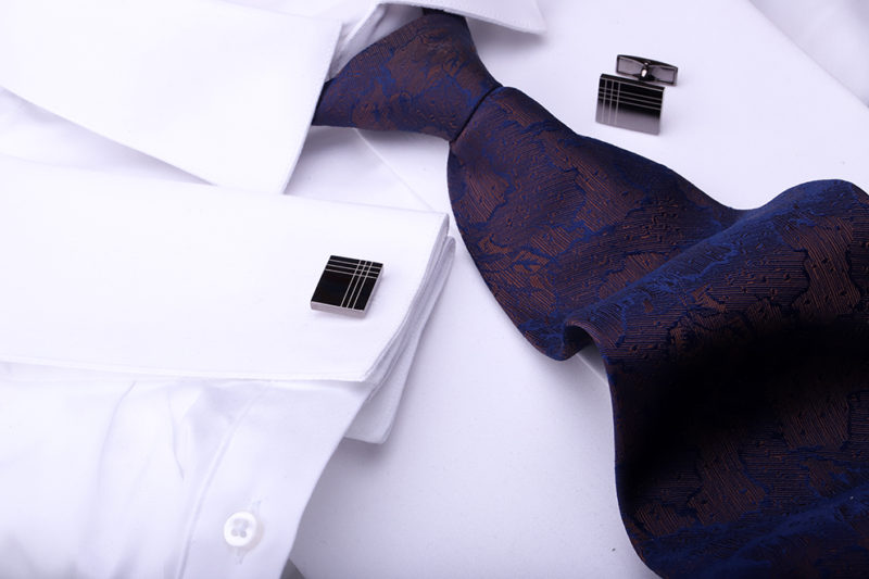 Striped men's French shirt cufflinks