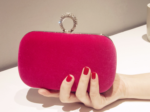 New fashion water drill finger ring suede high-end handbag banquet dress chain diagonal small square bag