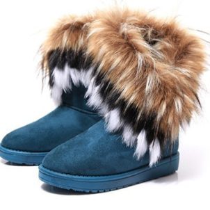 Free shipping Winter fur one cotton boots imitation fox fur rabbit fur snow boots women's middle tube warm cotton shoes