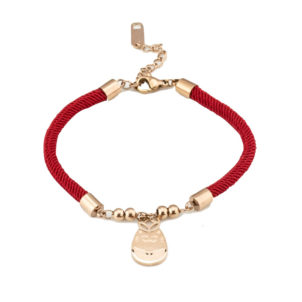 Chinchilla Red Rope Bracelet Titanium Steel Plated Rose Gold Braided Hand Strap