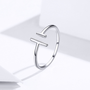 Parallel line ring S925 white gold plated ring (Silver)