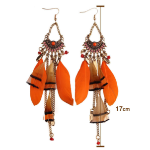 European and American big-name exaggerated earrings long feather pendant tassel earrings nightclub fashion
