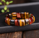 Natural color tiger eye stone tiger eye stone red yellow blue hand row bracelet bracelet men and women couple gift