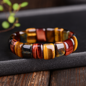 Natural color tiger eye stone tiger eye stone red yellow blue hand row bracelet bracelet men and women couple gift