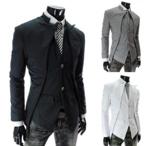 Asymmetrical suit jacket men's suit