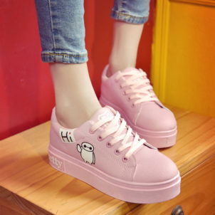 Spring fashion round head solid color cartoon ladies wedge heel shoes increased single shoes