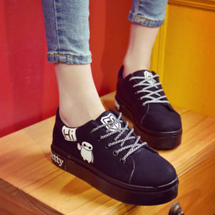 Spring fashion round head solid color cartoon ladies wedge heel shoes increased single shoes