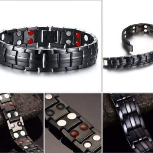 Black Bracelet Men Hand Chain Energy Health Germanium Magnetic Bracelet Men Stainless Steel Bracelets For Women Men