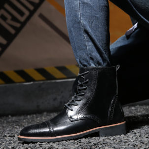 Plus size British style men's boots leather boots men's shoes