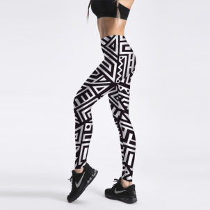 3D printed retro cool geometric harajuku gothic sexy plus size high waist push up fitness workout leggings women pants