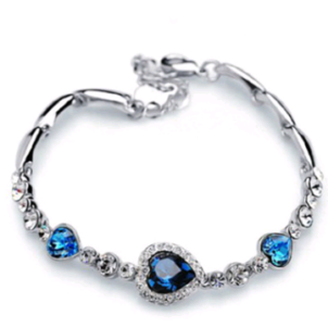 Heart Shaped Zircon Crystal Diamond Bracelet Ocean Heart Bracelet