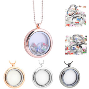 Alloy Phase Box Round Glass Pendant Necklace
