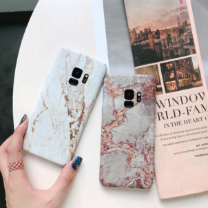 Scrub water stickers Samsung S9Plus hard shell S8 marble mobile phone shell all inclusive Note9 creative geometry new
