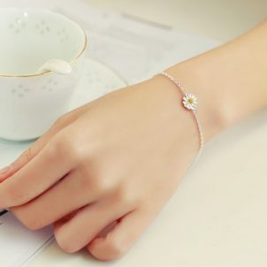 Daisy flower bracelet (Silver)