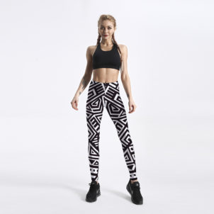 3D printed retro cool geometric harajuku gothic sexy plus size high waist push up fitness workout leggings women pants