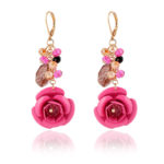 Fashion Crystal Gem Flower Earrings