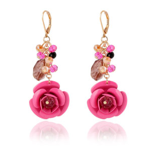 Fashion Crystal Gem Flower Earrings